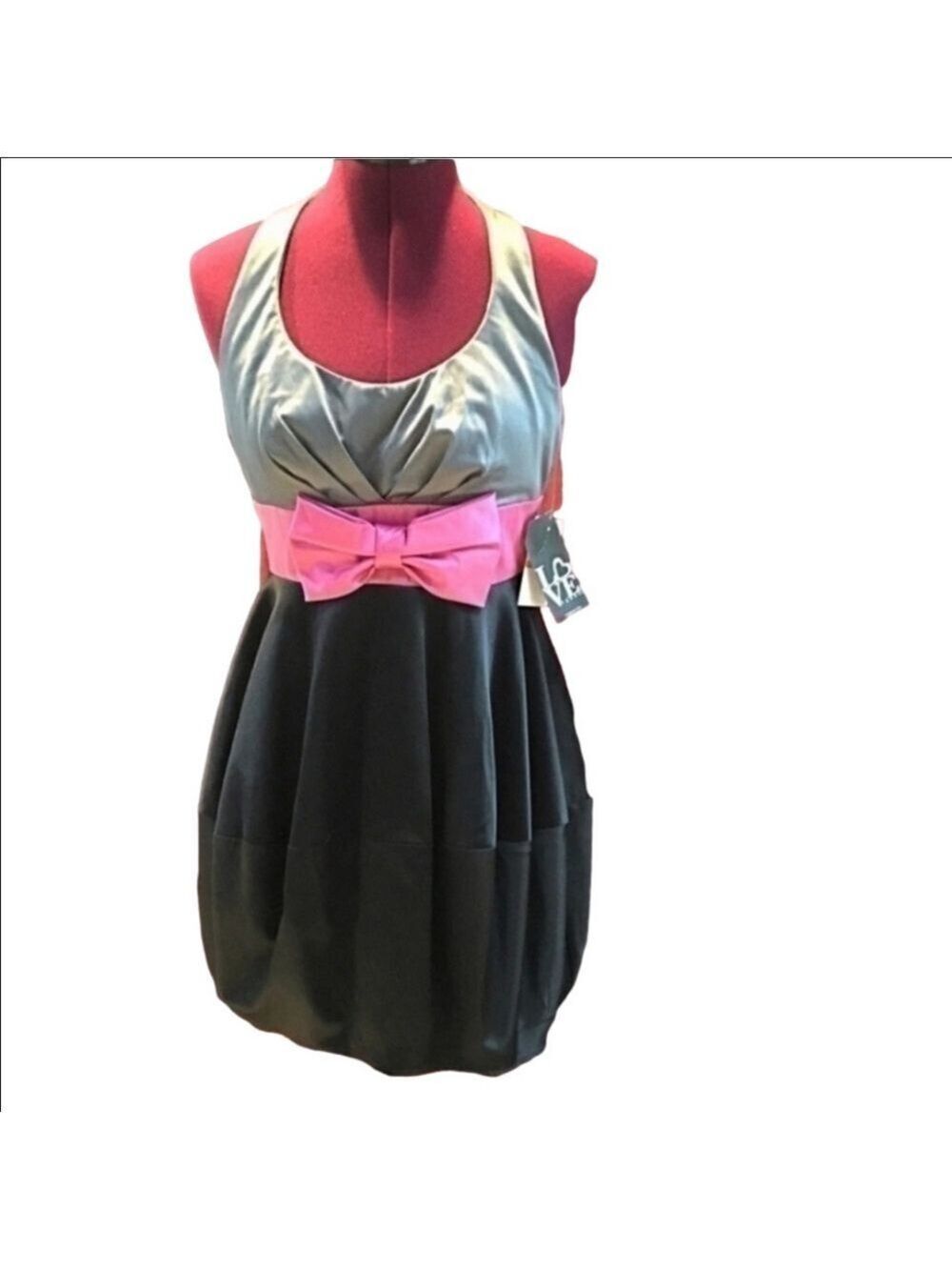 Babydoll Halter Style Dress Bow Accent in Pink New With Tags By Love Tease